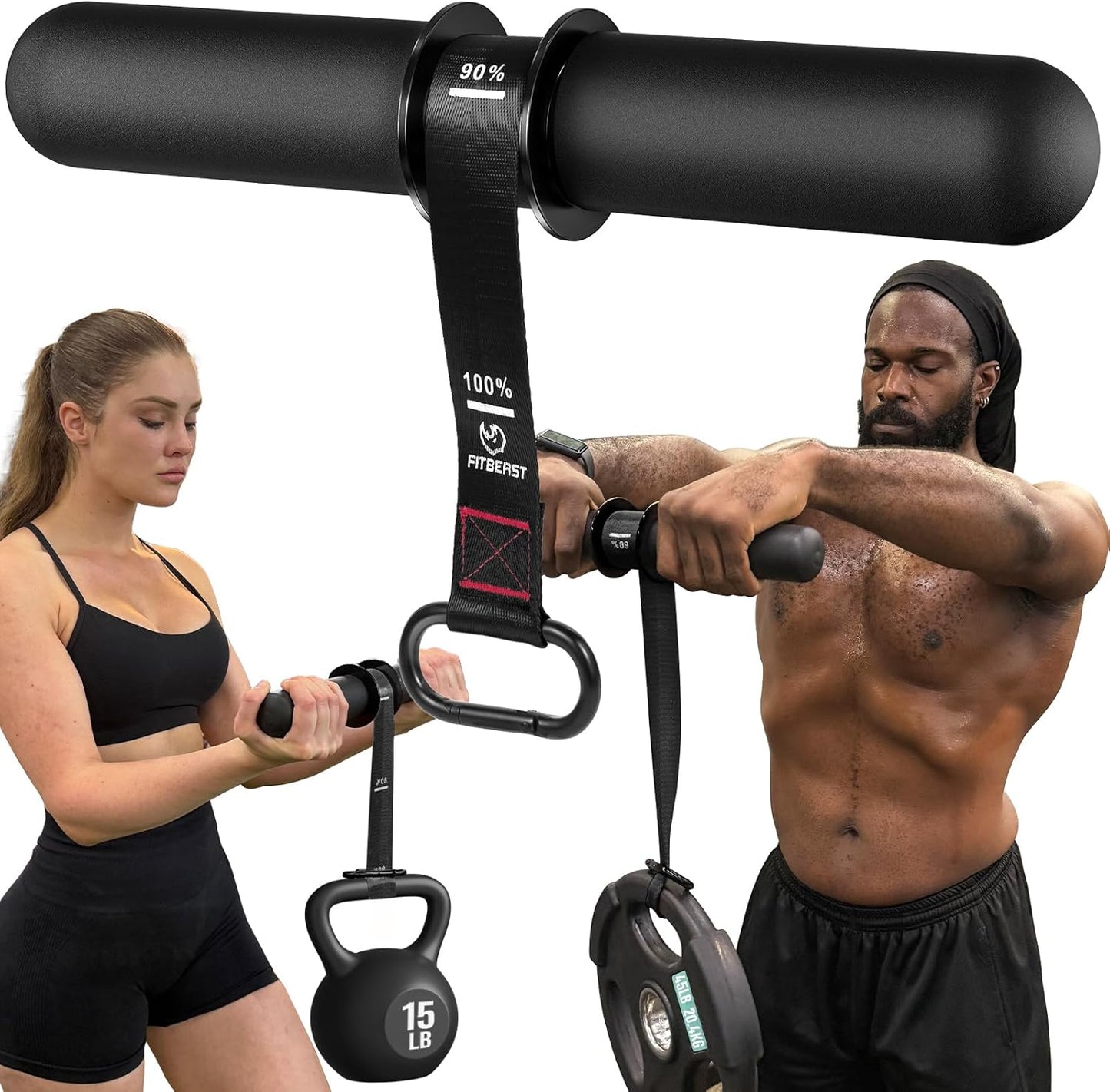FitBeast Forearm Strengthener & Wrist Roller - Grip Strength, Muscle Building, Rehab