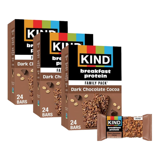 KIND Breakfast Protein Dark Chocolate Cocoa Bars, 8g Protein, Gluten Free, 36 Count