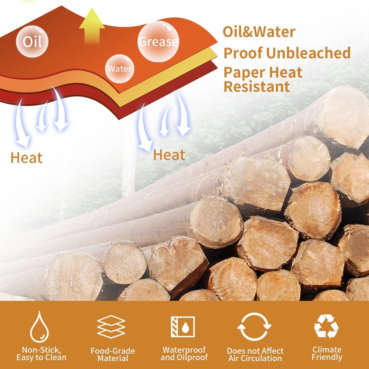 Air Fryer Disposable Paper Liner, 100PCS Food Grade Parchment Liners for Ninja DZ201,Ninja Foodi Dual Air Fryer Accessories Baking Paper (9 * 6, Natural)