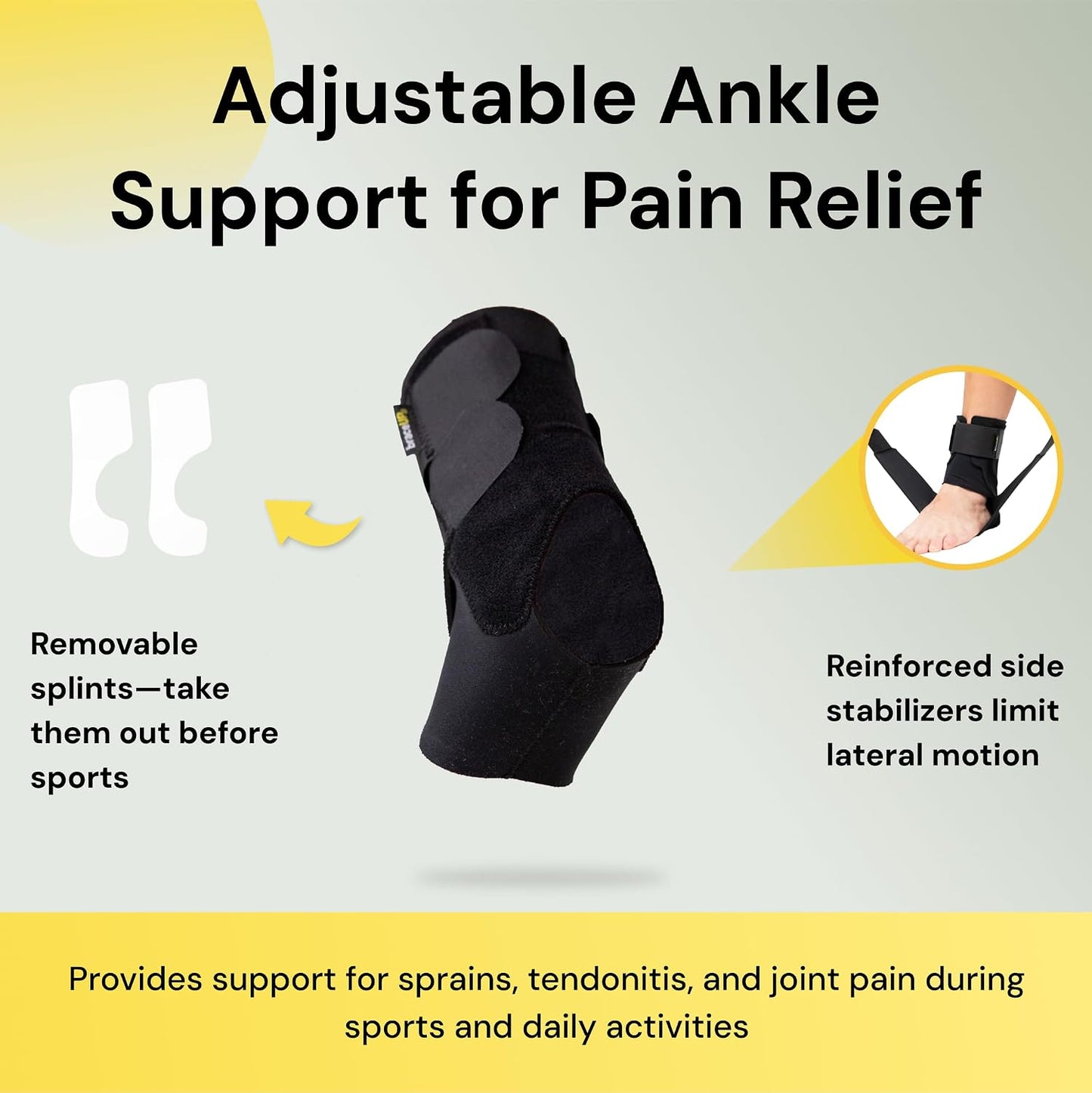 BraceUP Ankle Brace - Relieve Pain, Enhance Stability for Foot Pain, Sprained Ankle, Achilles Tendonitis