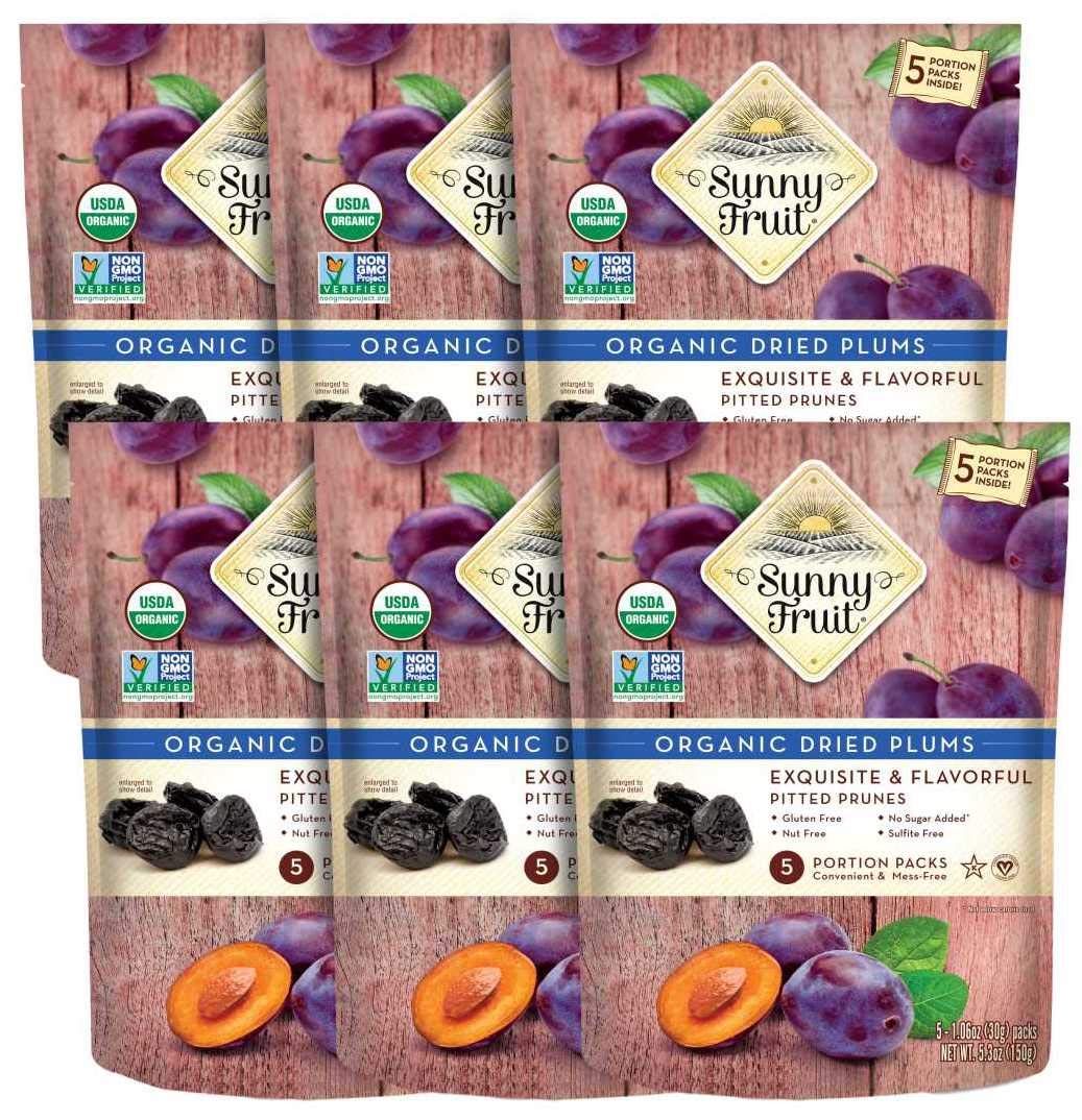Sunny Fruit Soft Organic Pitted Prunes, 2.5 Pound Bulk Bag