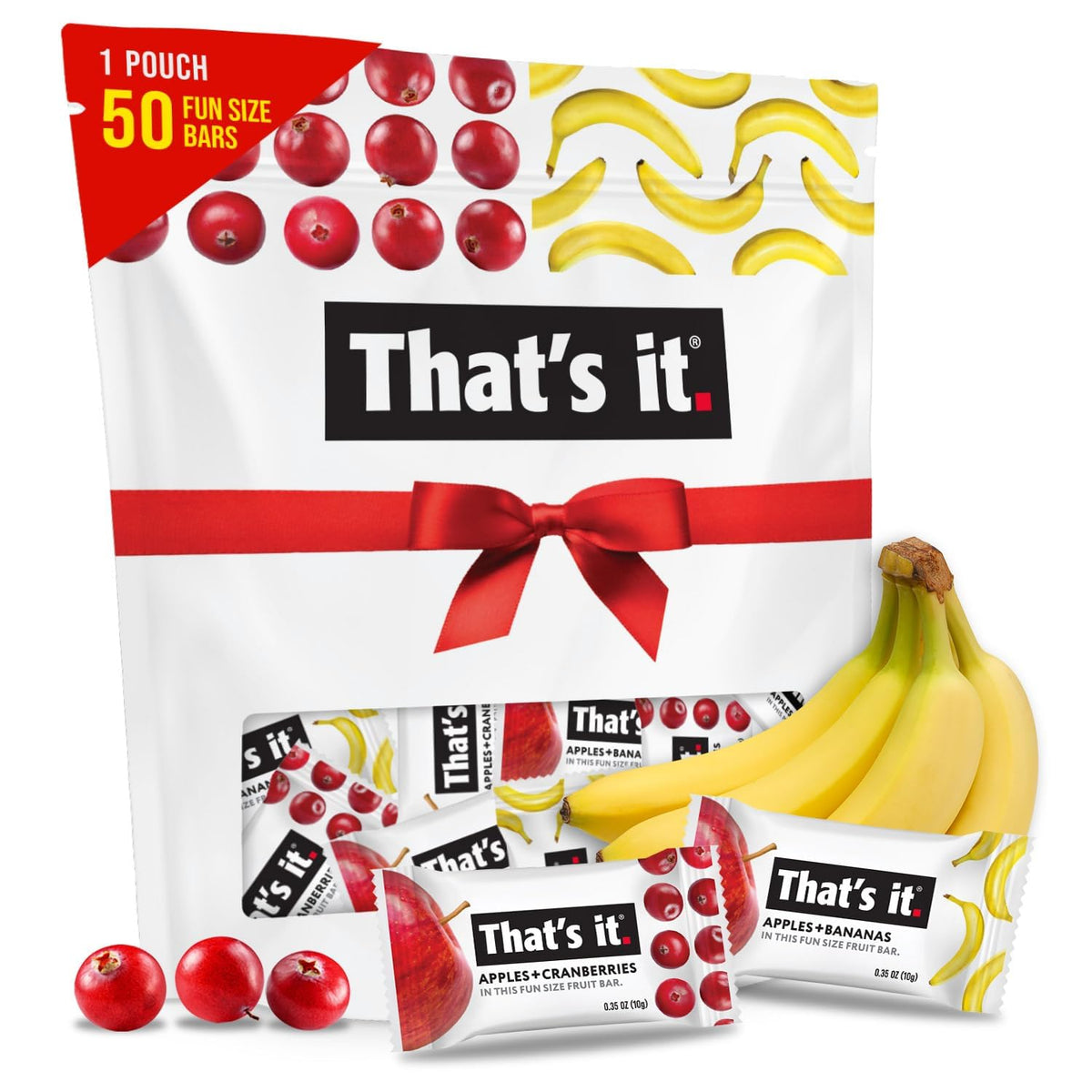 Fun Size Fruit Bars Variety Pack, 50 Pieces, 10g Each, Non-GMO, Kosher, Gluten Free
