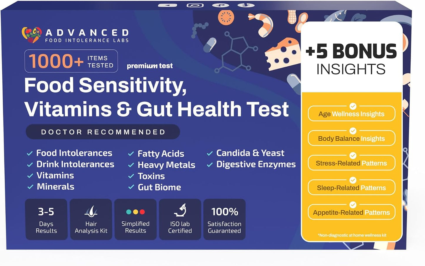 Afil At-Home Wellness Test Kit for Adults and Kids, 1000+ Food and Drink Analysis