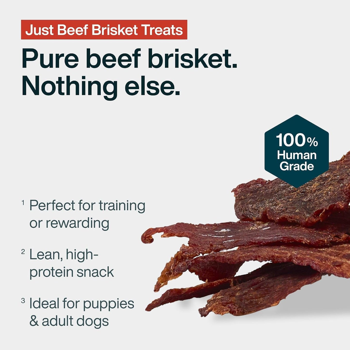 JustFoodForDogs Beef Brisket Dog, Human Grade, Grain Free, Rawhide Free, Low Calorie, 5 oz
