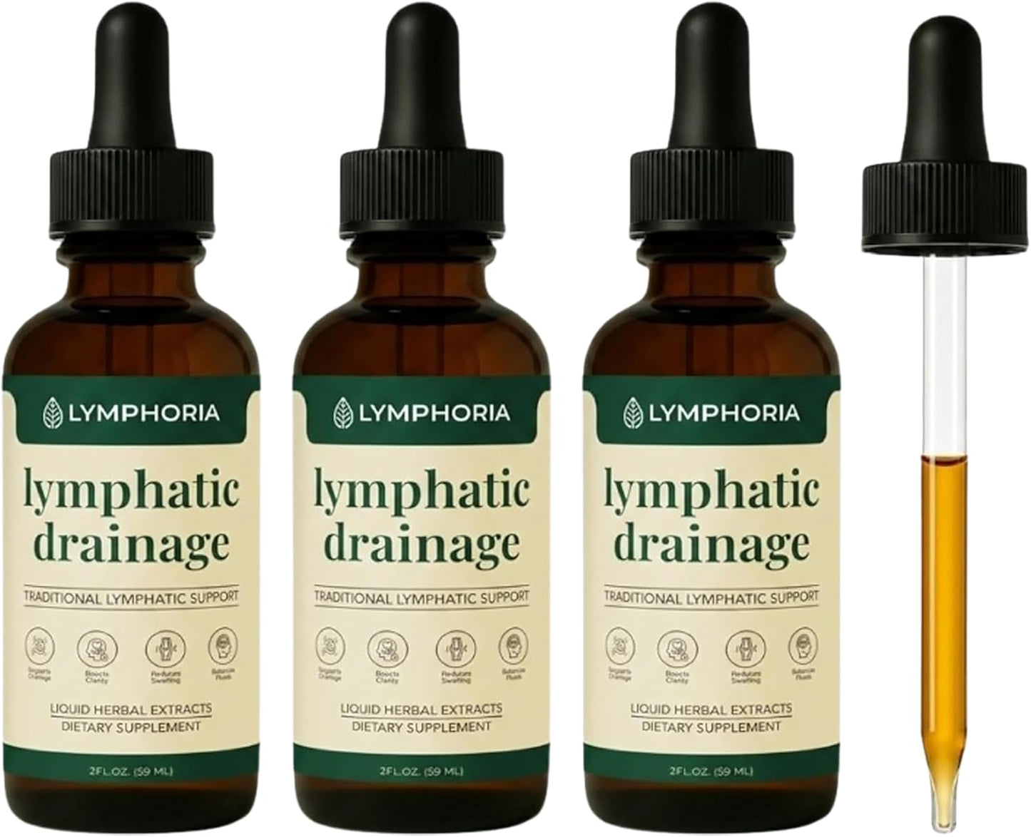 Lymphatic Drainage Drops for Bloat Relief & De-Puff – Cleavers, Red Clover, Stillingia Root & Prickly Ash Bark – Lymph Node Detox Cleanse, Fluid Retention – Alcohol-Free, Vegan, 2 Fl Oz