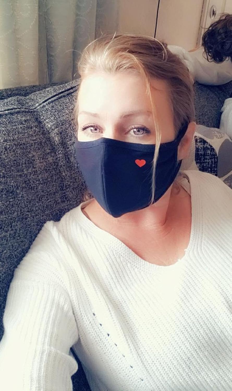 Comfso Cotton Cloth Heart Face Masks with Adjustable Nose Bridge