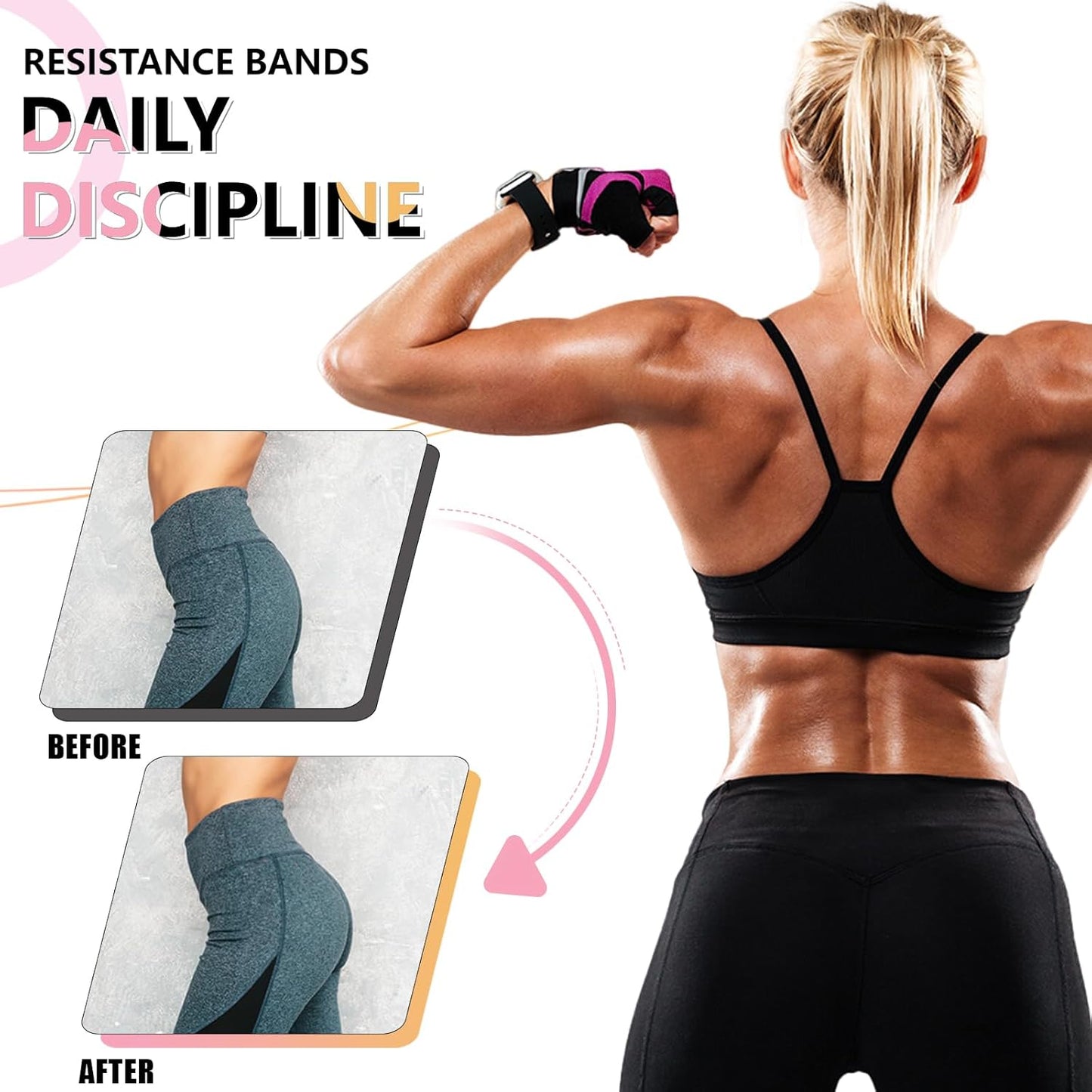 Fabric Resistance Bands, 3 Levels for Workout, Leg Strength Training, Rehab, Yoga