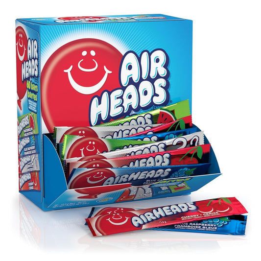 Airheads Full-Size Candy Bars Variety Pack Individually Wrapped 60 Count Box
