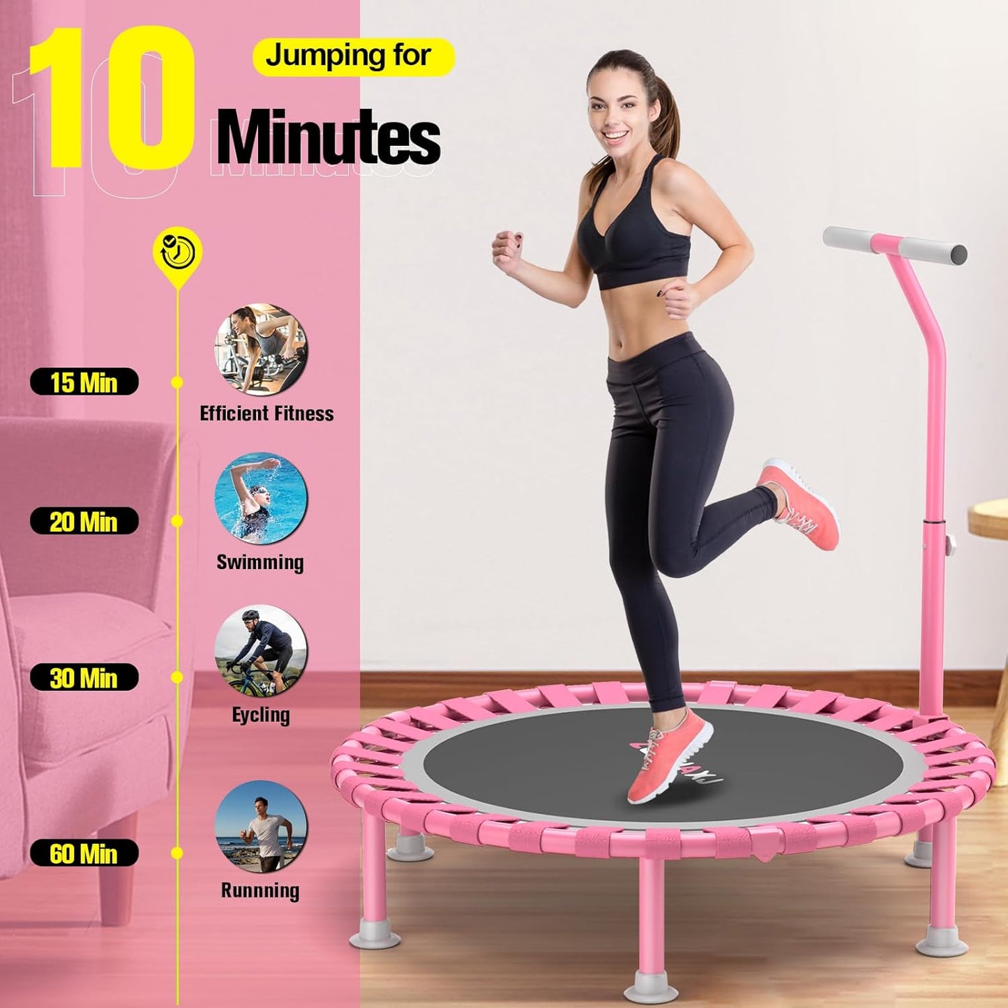 ZCMHAXJ 40" Foldable Mini Trampoline, 450lbs Capacity