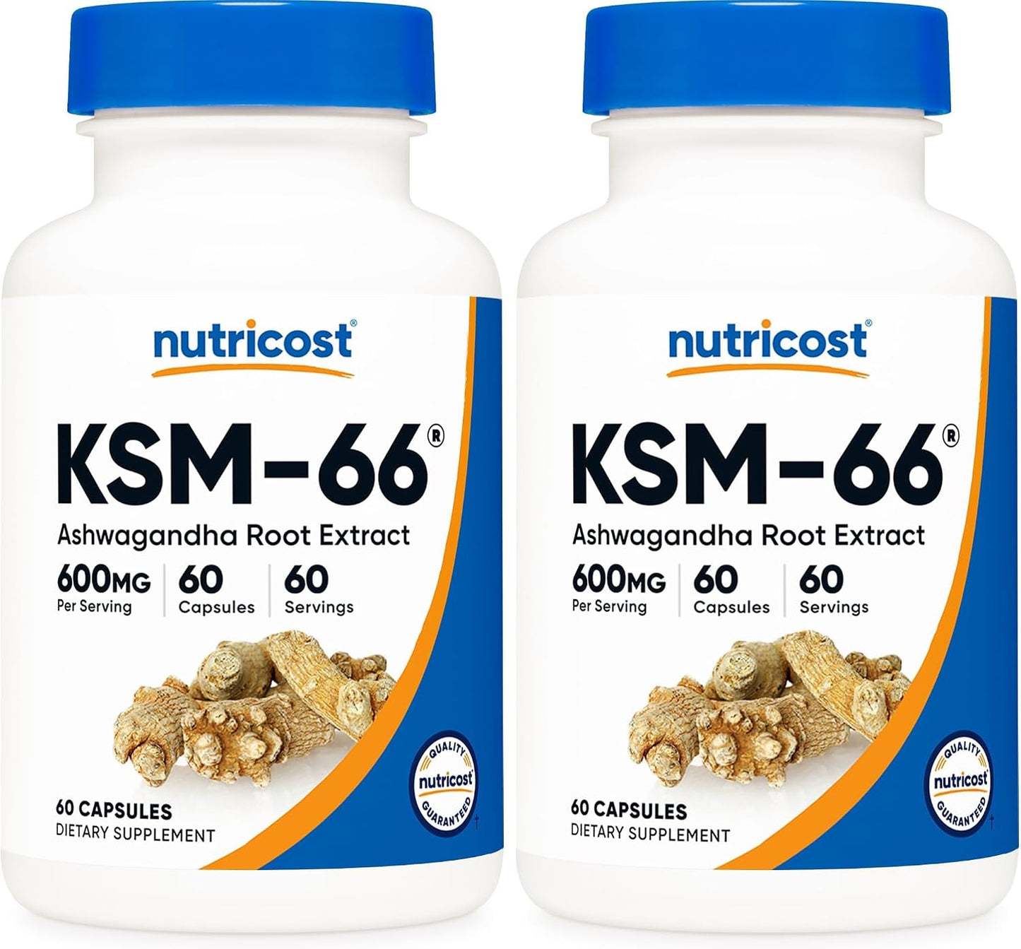Nutricost KSM-66 Ashwagandha Root Extract 600mg, 60 Veggie Caps - 5% Withanolides - with BioPerine - Full-Spectrum Root Extract
