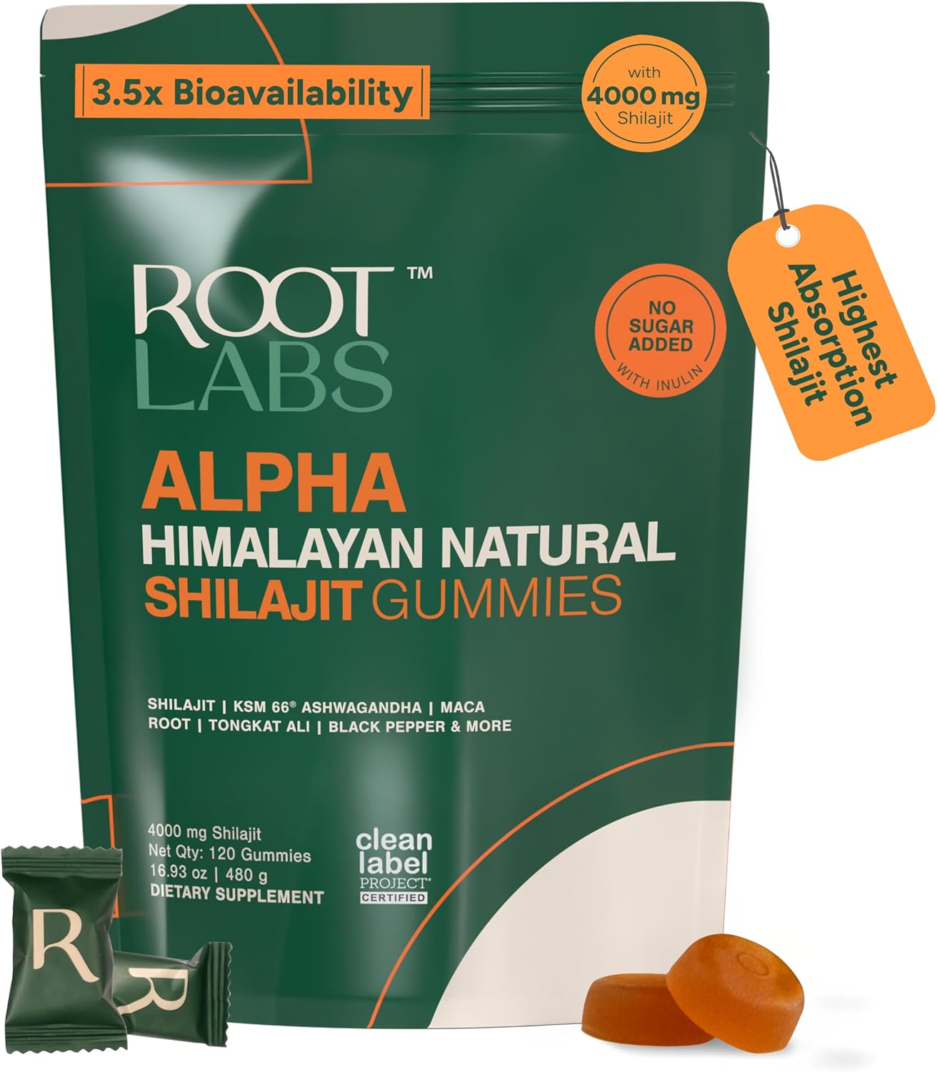 ROOT LABS 10-in-1 Alpha Shilajit Gummies | 4000 mg Pure Himalayan Shilajit with Tongkat Ali & Maca Root | Shilajit for Men & Women | ShilAbsorb Bioavailability Tech | Sugar-Free, Vegan | 60 Gummies
