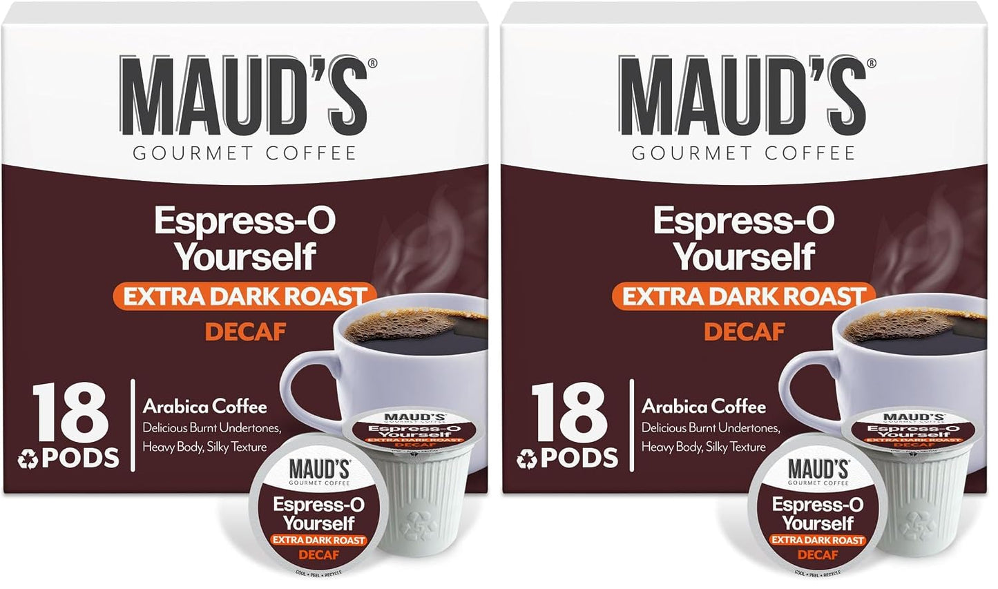Maud's Decaf Dark Roast Coffee Pods, 100 count, Compatible with Keurig K Cups Maker