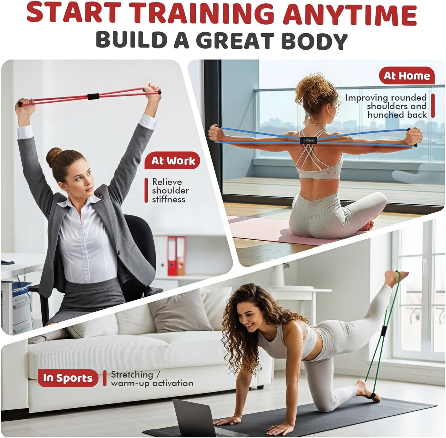HPYGN Figure 8 Resistance Bands for Women and Men, 8 Shaped Exercise Bands for Arms, Chest, and Yoga