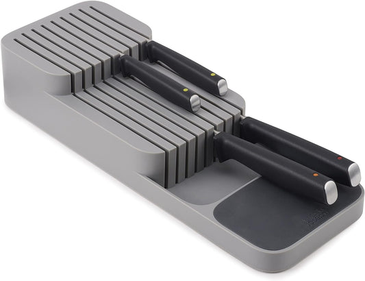Joseph Joseph DrawerStore Knife Organizer, holds up to 9 knives, Kitchen Organization & Drawer Storage – Compact, Grey