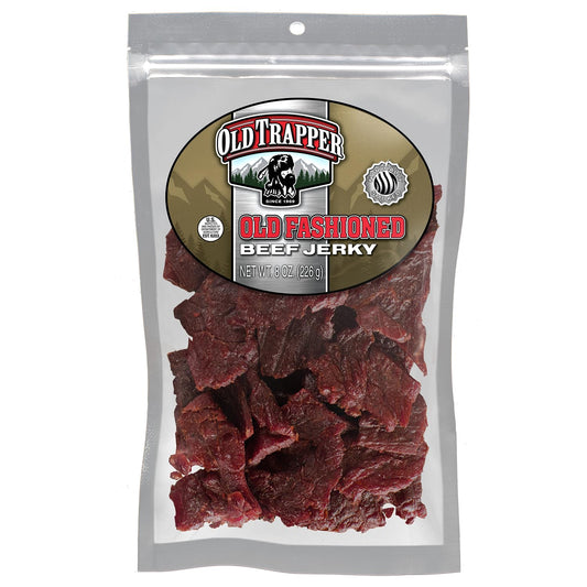 Old Trapper Beef Jerky, 8 Ounce Bag, Tender Meat Snacks for Lunches or Between Meals