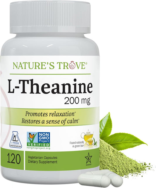Nature's Trove L-Theanine 200mg 120 Vegetarian Capsules
