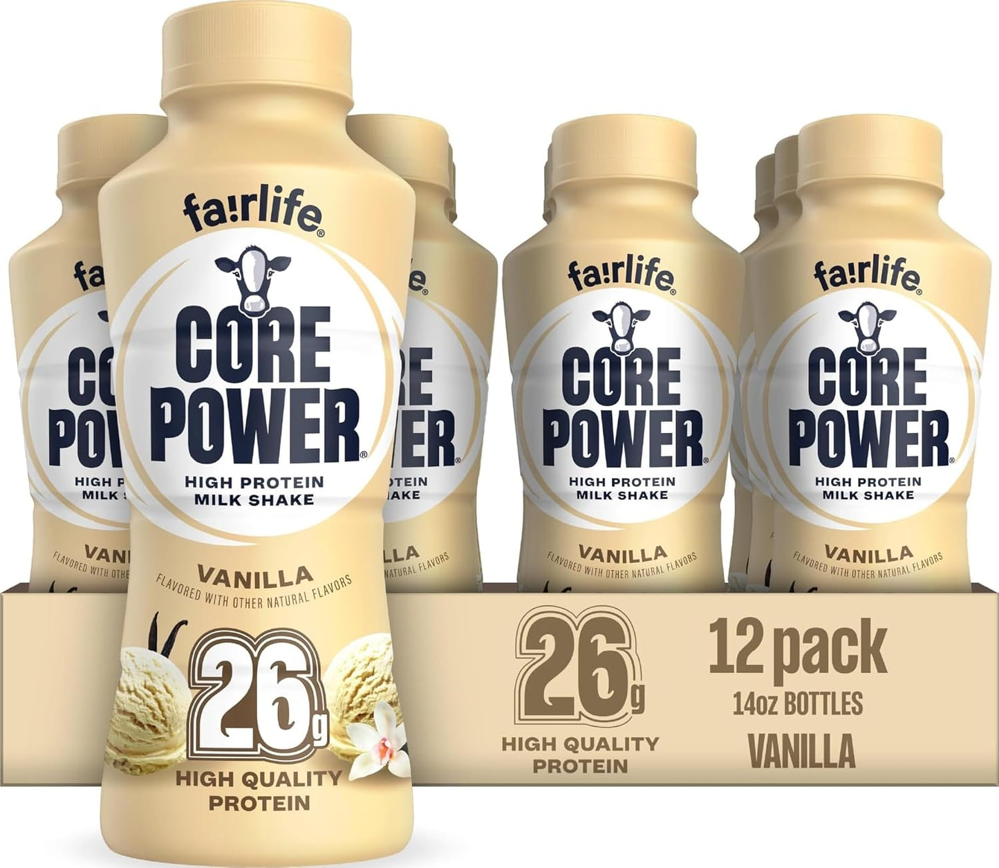 Core Power Protein Shake, Chocolate, 26g Bottle, 14oz, 12 Pack