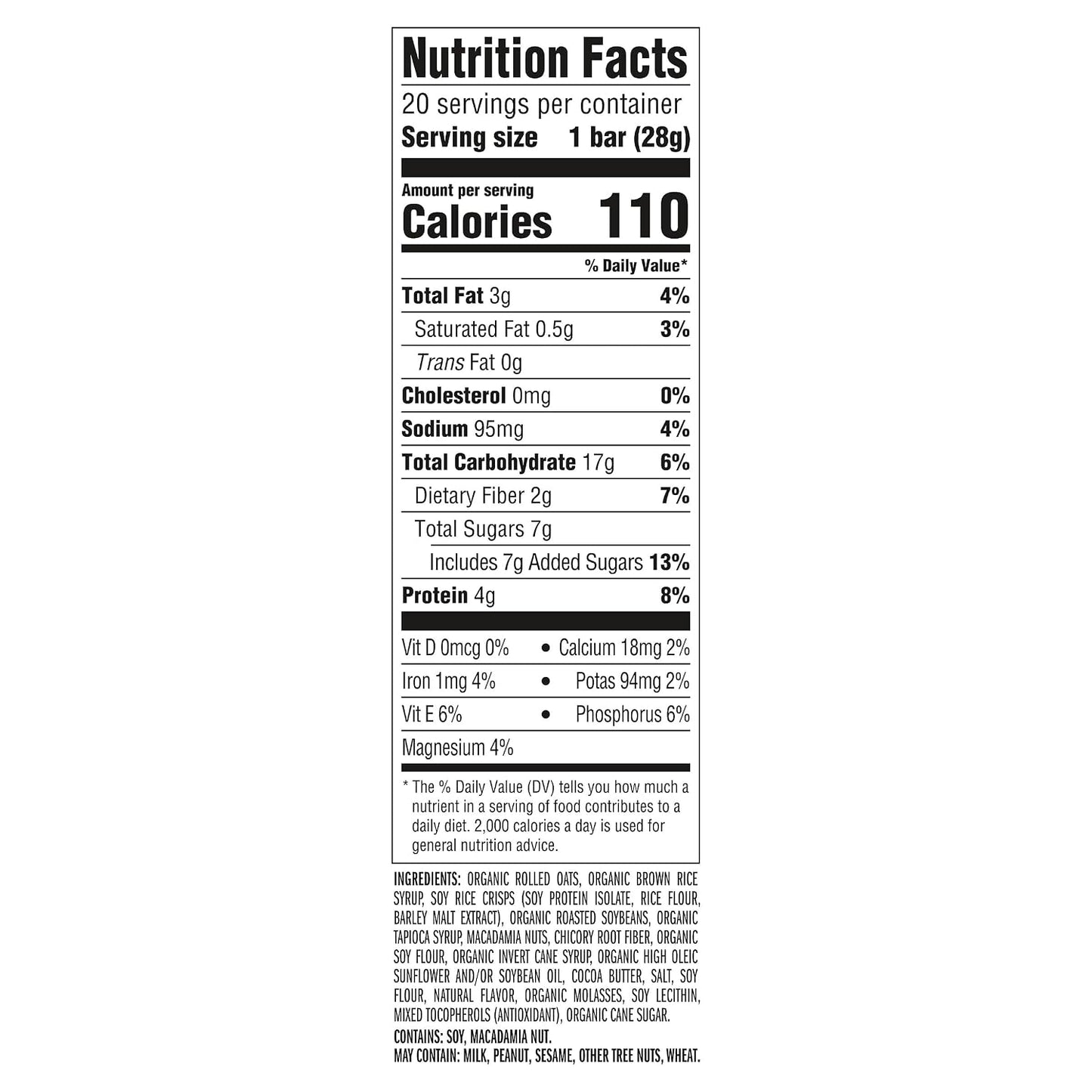 CLIF BAR Minis, White Chocolate Macadamia Nut Flavor, 20 Pack, 0.99 oz each