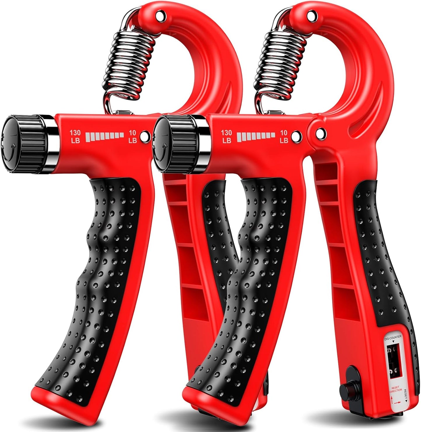 Hand Grip Strengthener 2 Pack - Adjustable Resistance 10-130 lbs, Forearm Exerciser for Muscle Building & Injury Recovery