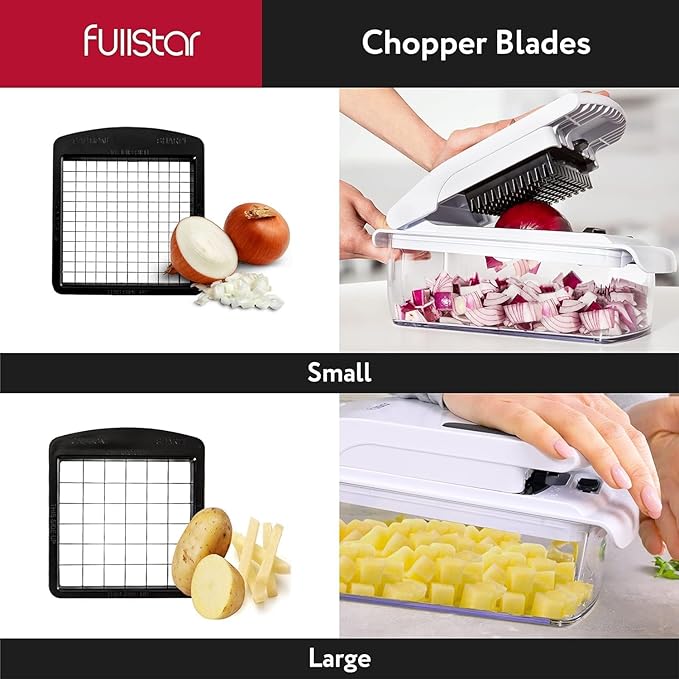 Fullstar Vegetable Chopper and Spiralizer - Food Chopper with Container, Fruit Slicer, Kitchen Gadgets & Accessories, Home Essentials (4 in 1, White)