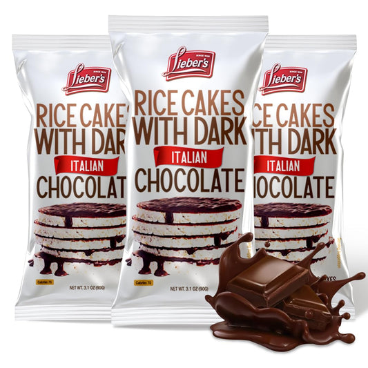 Dark Chocolate Rice Cakes, Kosher Certified, Dairy Free, Gluten Free Snack Pack Of 3