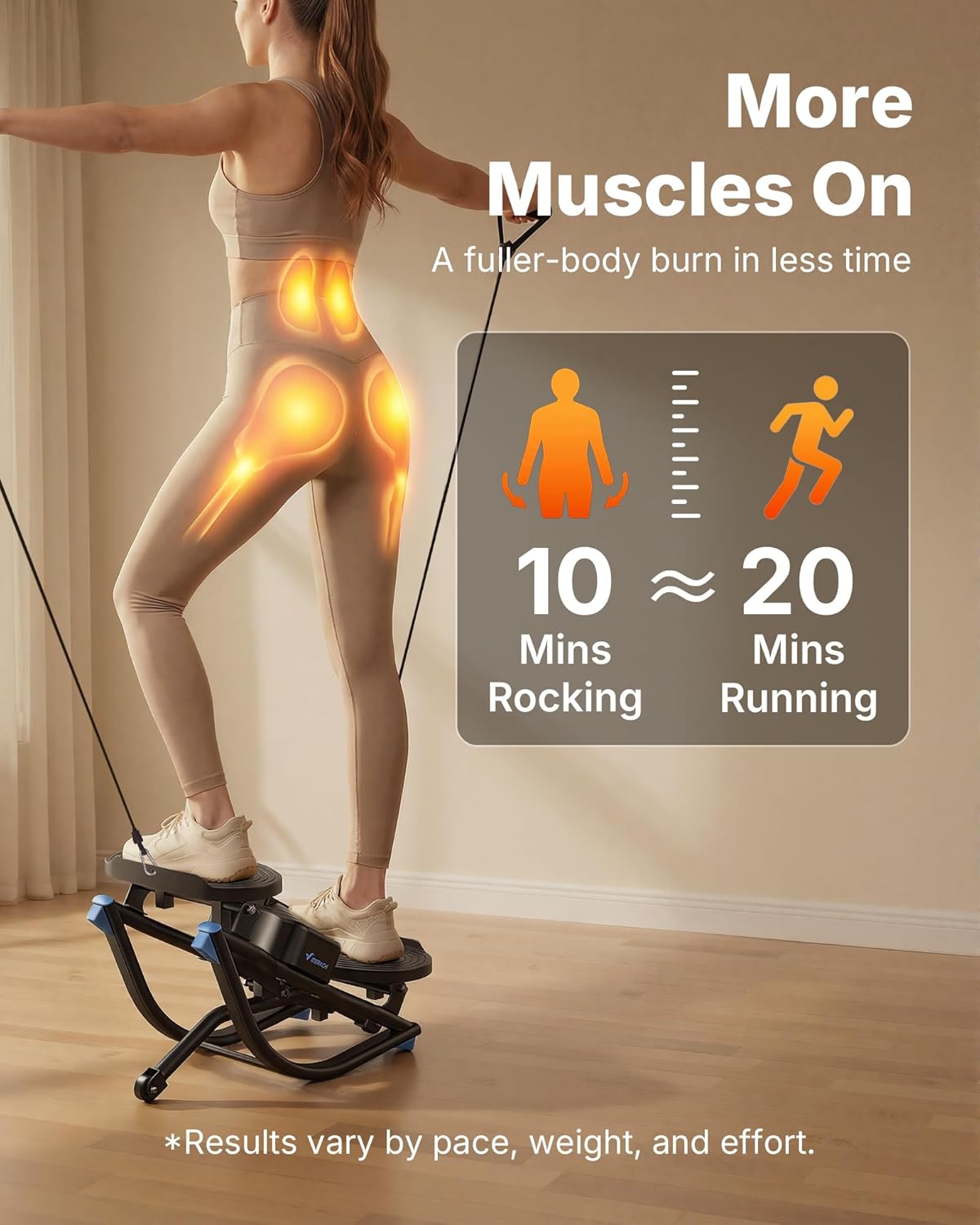 Merach 3D Motion Rocking Stepper with Resistance Bands - Low-Impact Home Workout Equipment