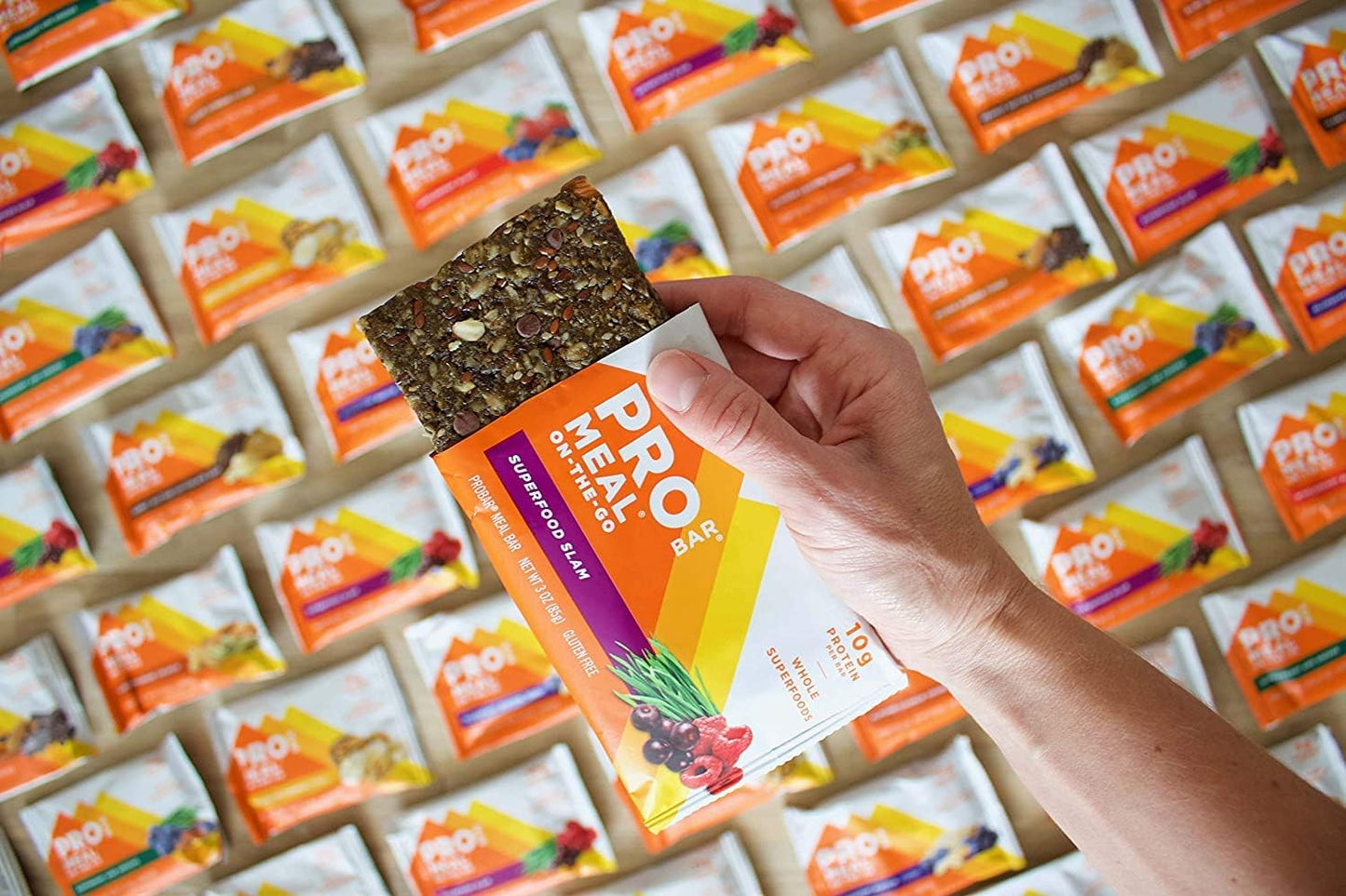 Plant-based meal replacement bar with whole food ingredients, oats, nuts, and seeds