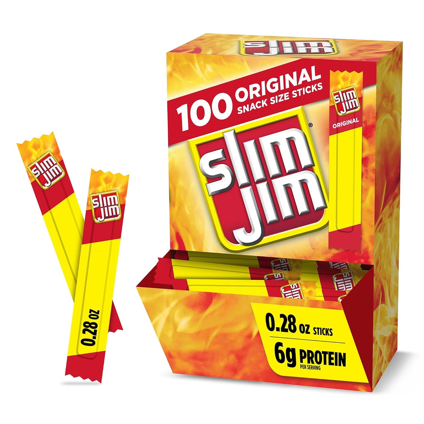 Slim Jim Original Smoked Meat Sticks, 100 Count, 0.28 oz Each
