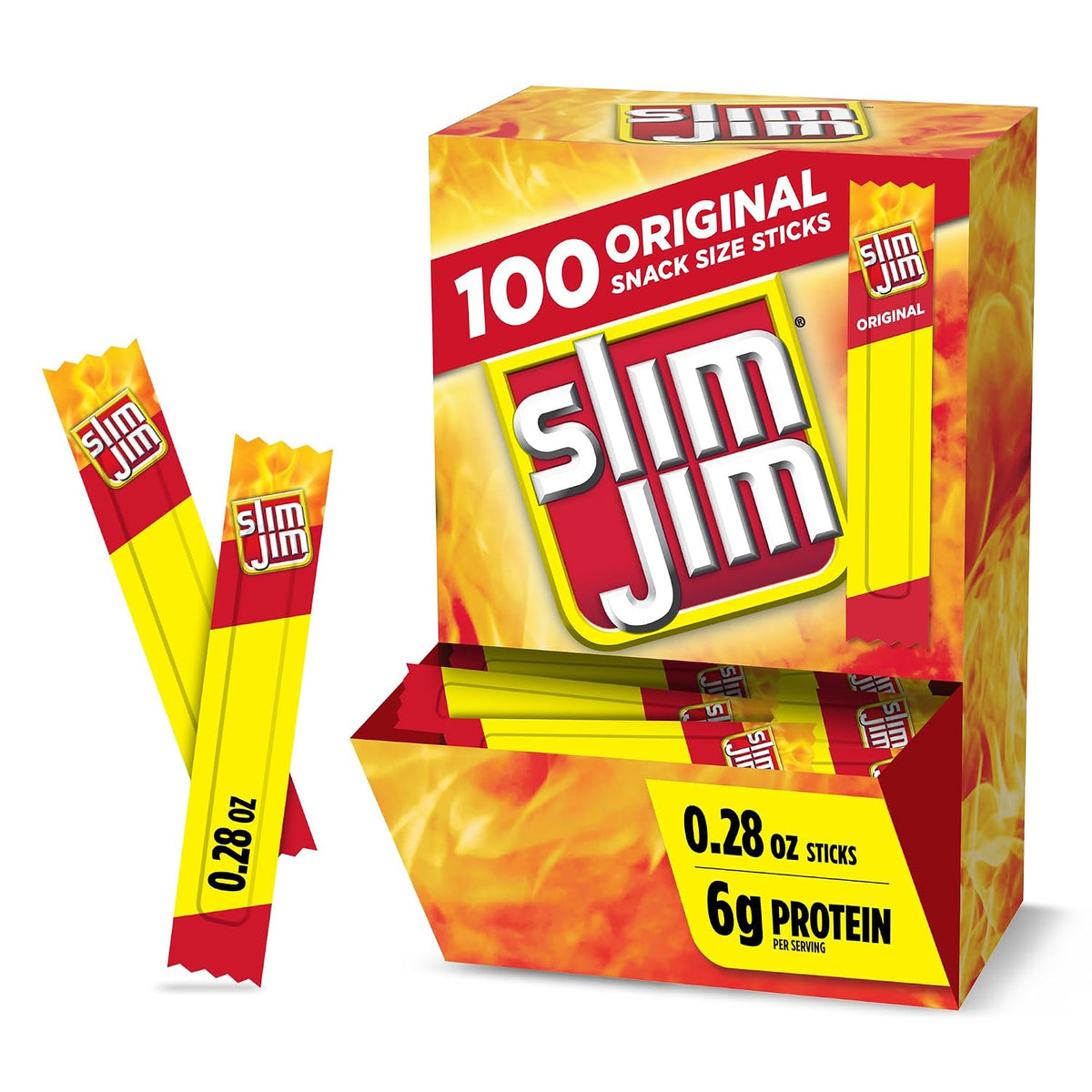 Slim Jim Original Smoked Meat Sticks, 100 Count, 0.28 oz Each