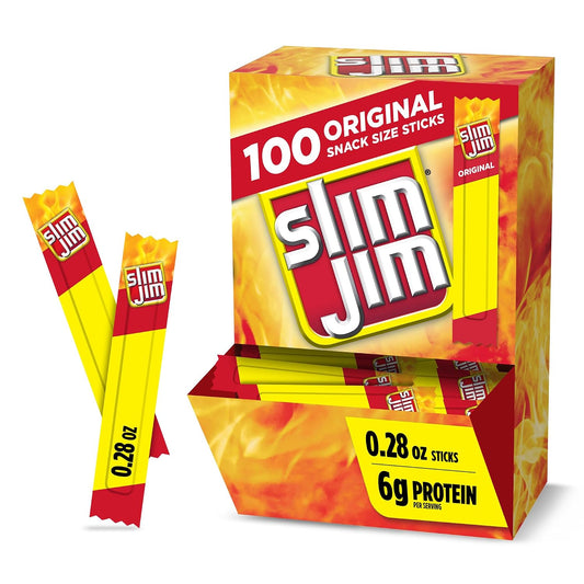 Slim Jim Original Smoked Meat Sticks, 100 Count, 0.28 oz Each