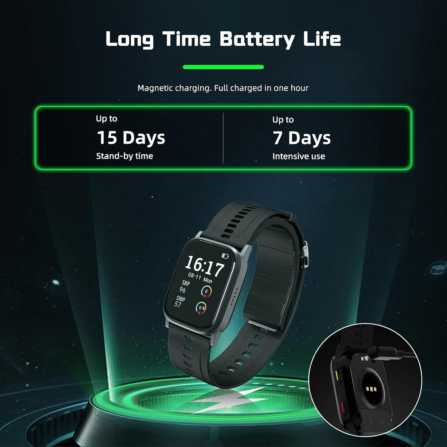 Blood Pressure Monitor Watch with FDA 510(k) Clearance and Heart Rate Monitoring in Gunmetal