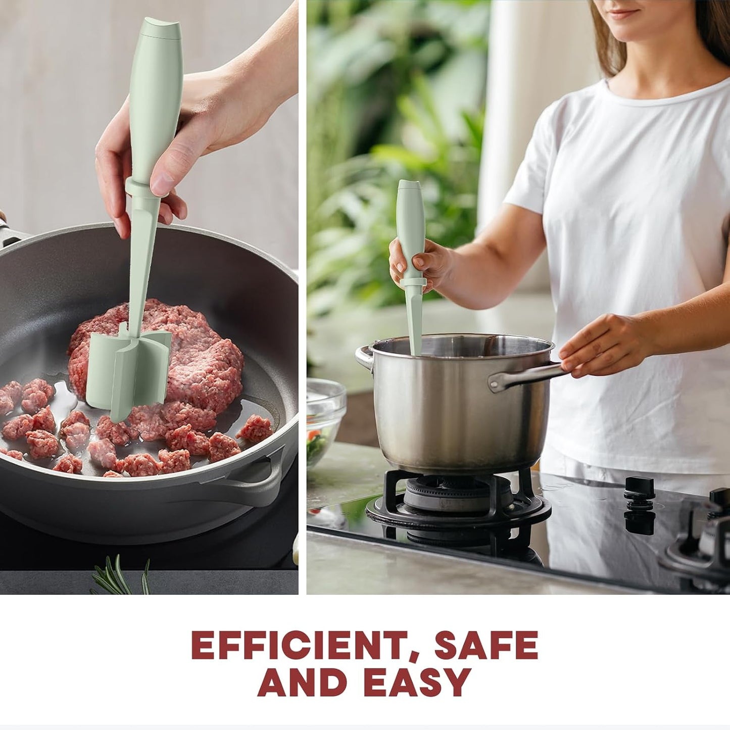 PGYARD Meat Chopper Hamburger Grinder, Kitchen Smasher for Ground Beef | Heat Resistant, 5 Blade, Burger Grinder Nylon Potato Mix Tool, Meat & Poultry Tenderizers, Dishwasher Safe, Green