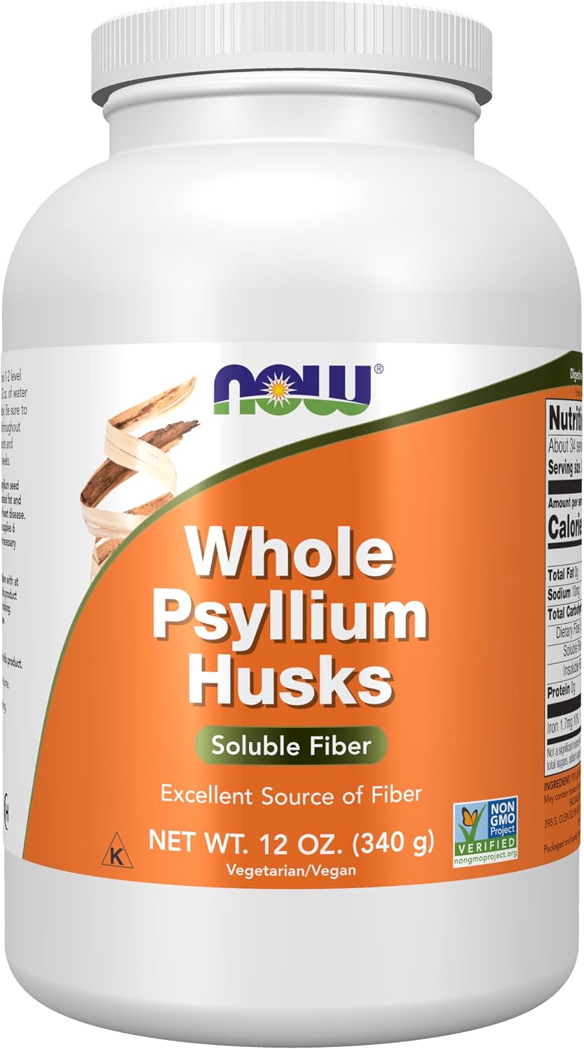 NOW Foods Supplements, Whole Psyllium Husks, Non-GMO Project Verified, Soluble Fiber, 16-Ounce