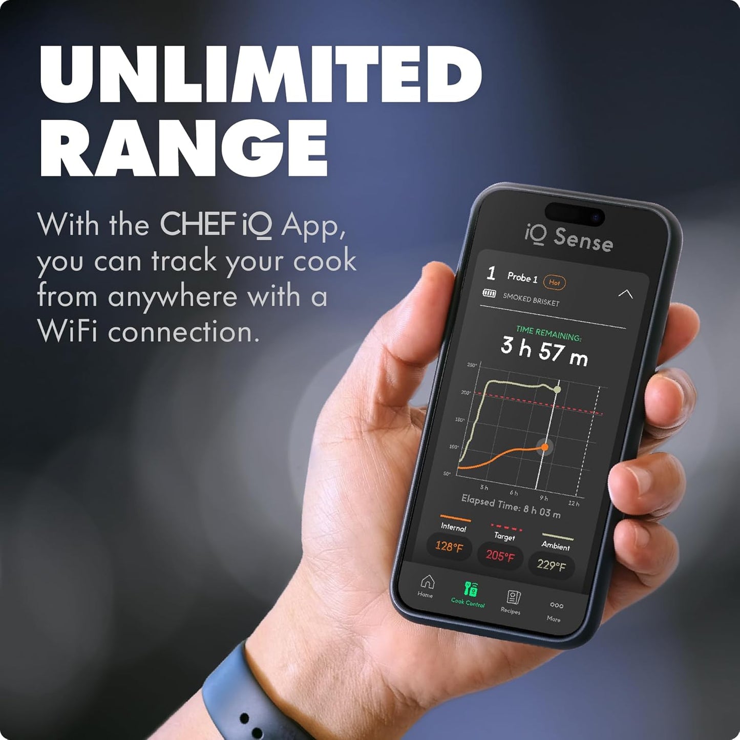 CHEF iQ Sense [2025 Model] | Smart Wireless Meat Thermometer | Ultra-Thin Probe | WiFi Unlimited Range | 1000°F Heat Safe | 5 Sensors | BBQ, Grill, Oven, Smoker, Air Fryer | Gen3