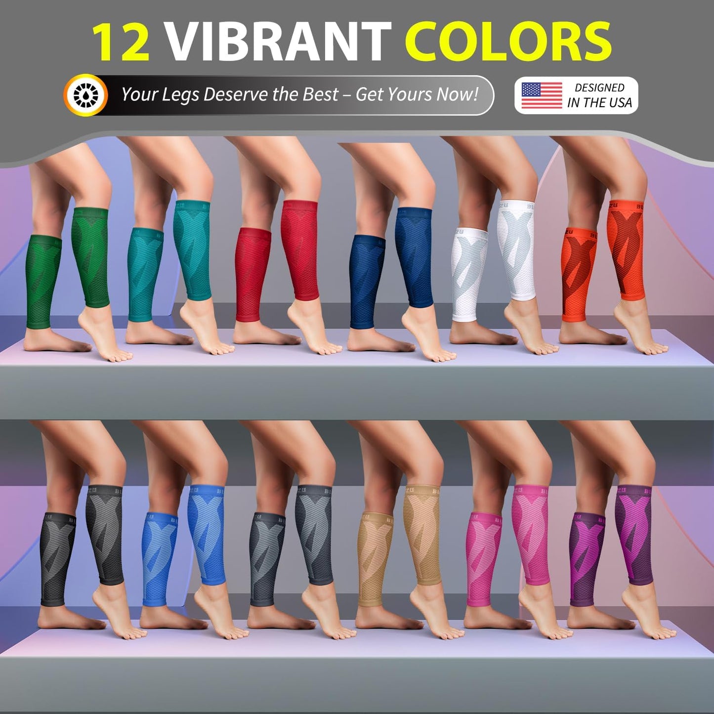 BLITZU Calf Compression Sleeve for Runners and Athletes