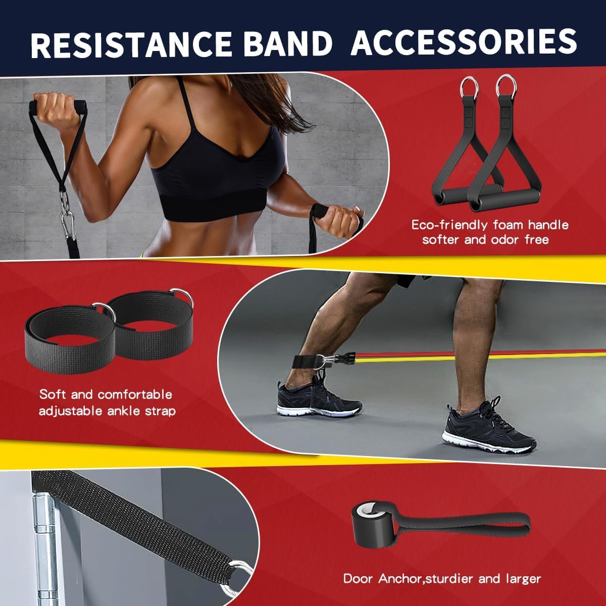 WHATAFIT Resistance Bands with Handles and 5 Adjustable Levels