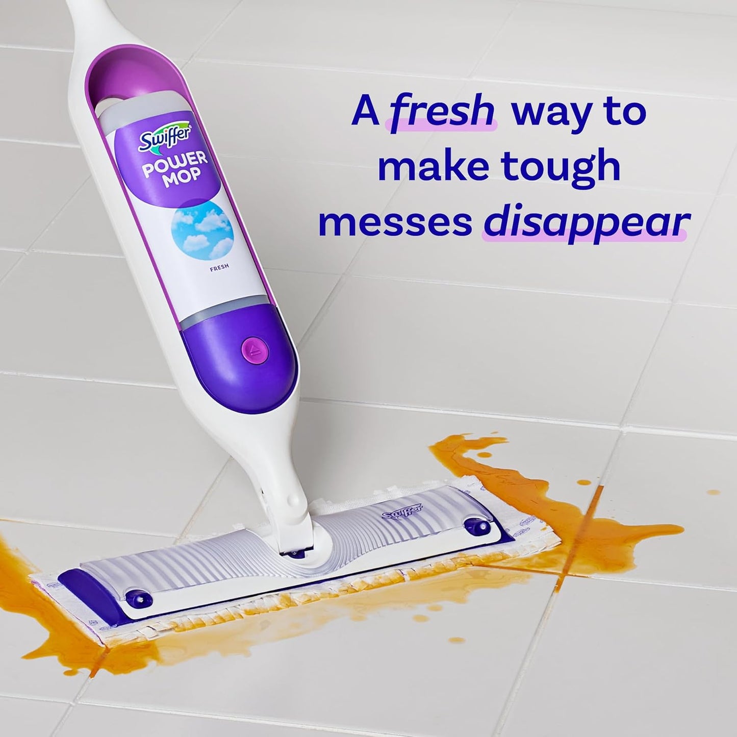 Swiffer PowerMop Floor Cleaning Solution with Fresh Scent, PowerMop Refills, Floor Cleaner for Mopping, 25.3 fl oz, 2 Pack