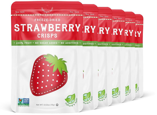 Nature's Turn Freeze-Dried Fruit Crisps - Strawberry, 6 Bags, 0.53oz Each