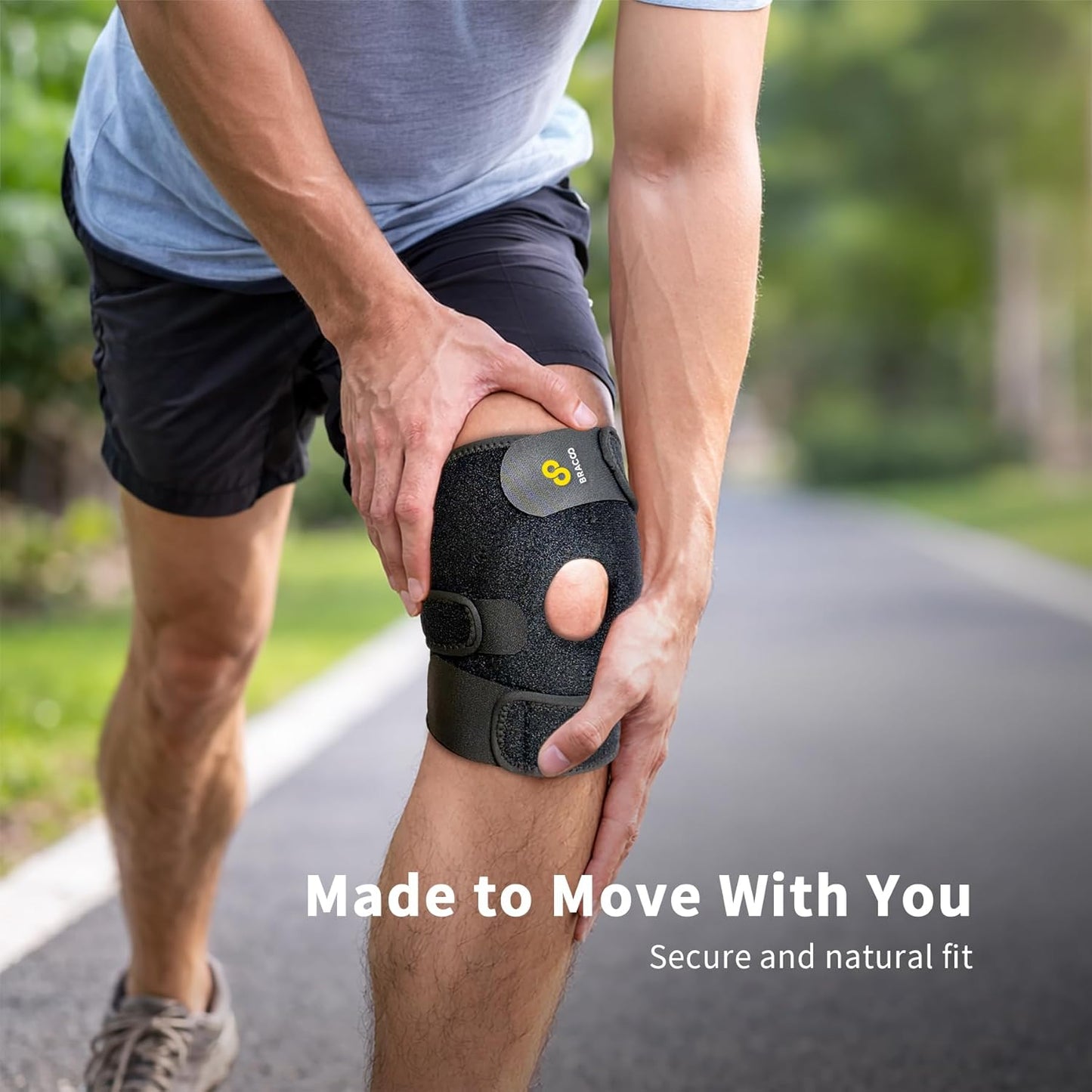 Bracoo Knee Support Brace for Men Women, Adjustable Compression Sleeve Wrap