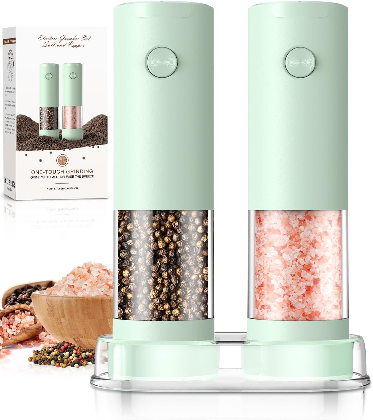 Electric Salt and Pepper Grinder Set Automatic Battery Pepper Mill Shakers Adjustable Coarseness Upgraded Larger Capacity with Led Home and Kitchen Appliances Birthday Gifts for Women Men