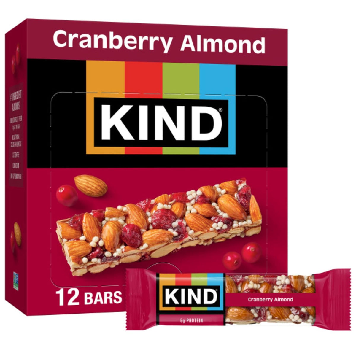 KIND Snack Bars, Cranberry Almond, Gluten Free, High Fiber, 12 Count