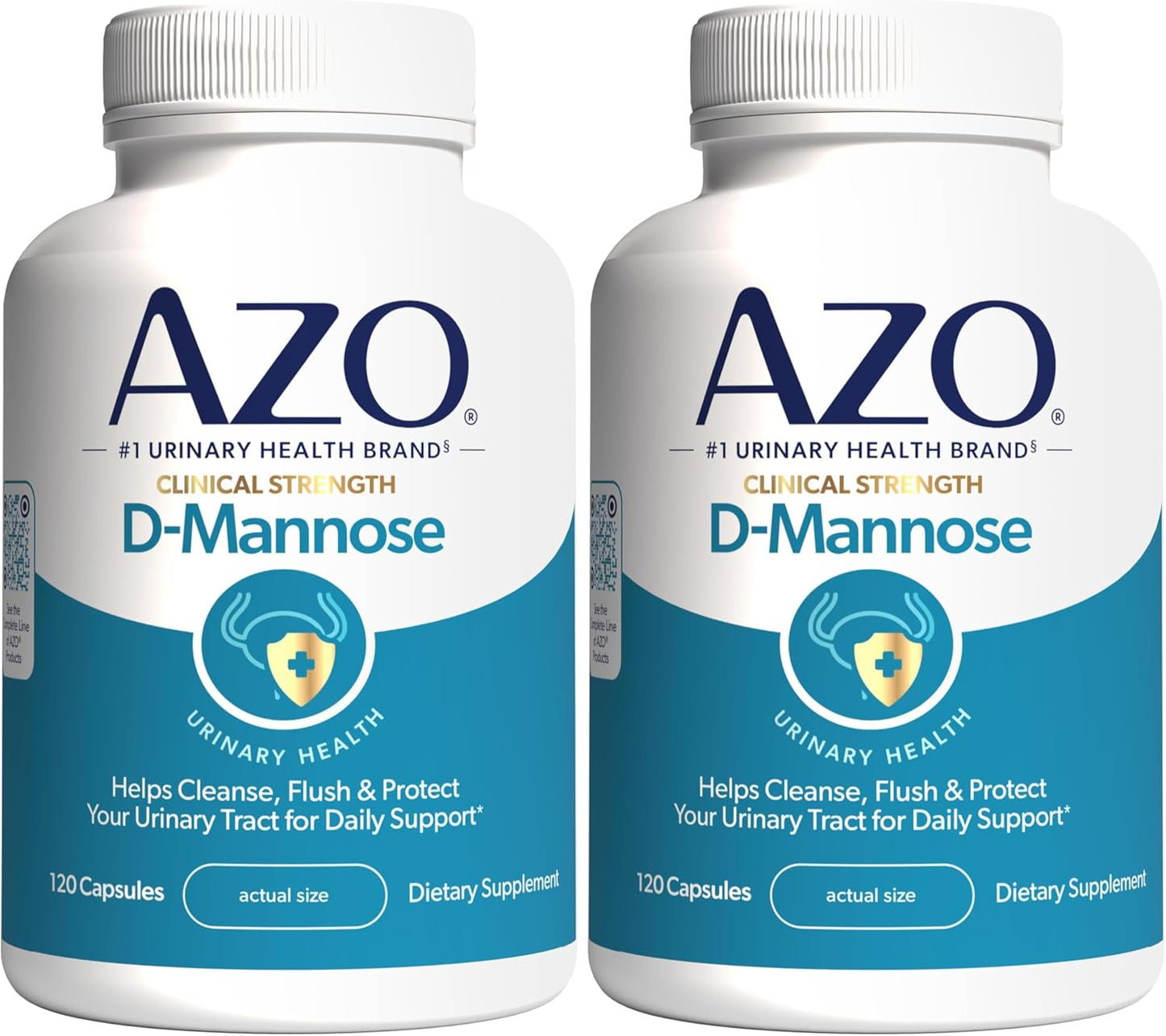AZO D Mannose Urinary Tract Health, Cleanse, Flush & Protect The Urinary Tract, No.1 Pharmacist Recommended Brand, Clinical Strength, Non-GMO, 120 Count