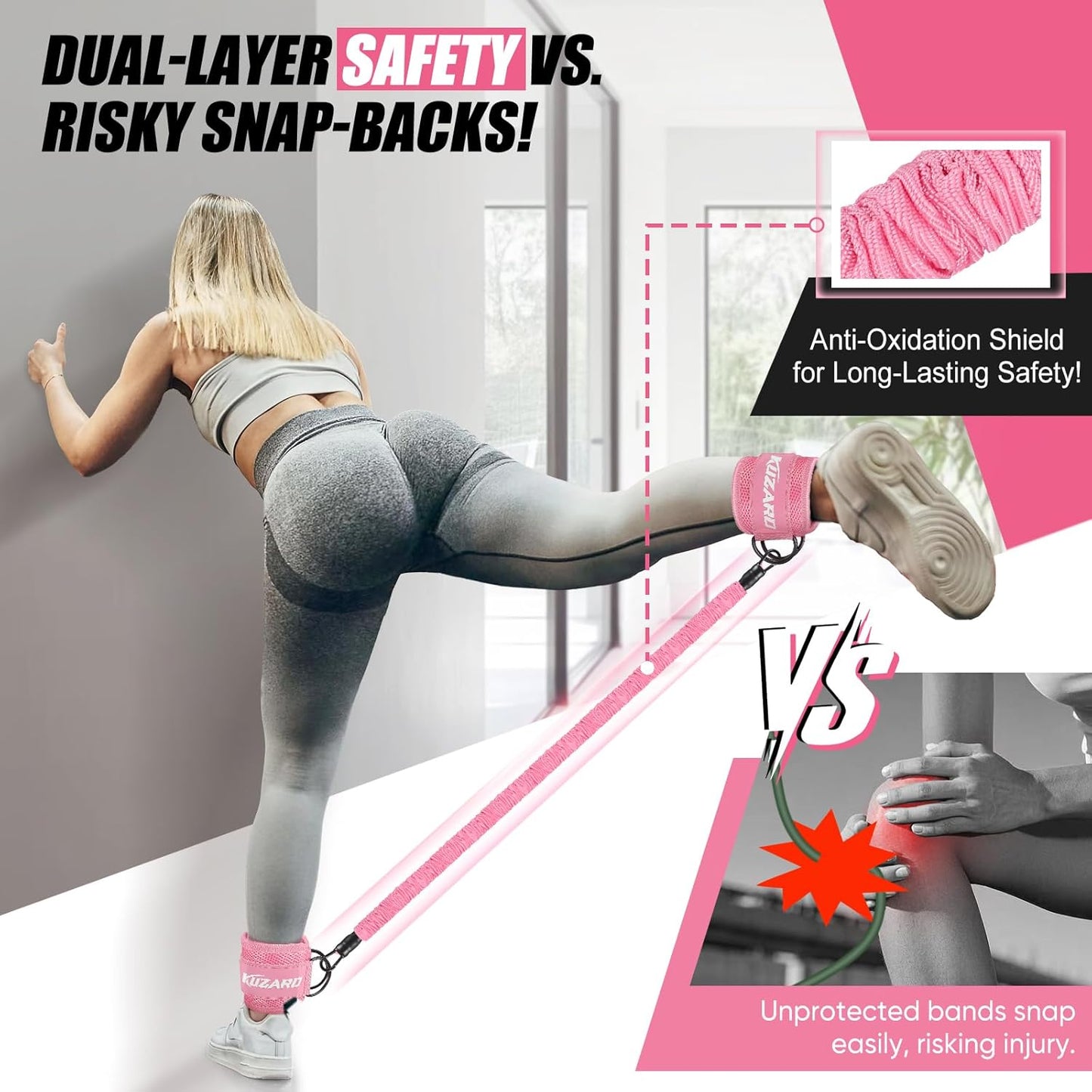 KUZARO Ankle Resistance Bands - Leg & Glutes Workout Equipment, Booty Trainer