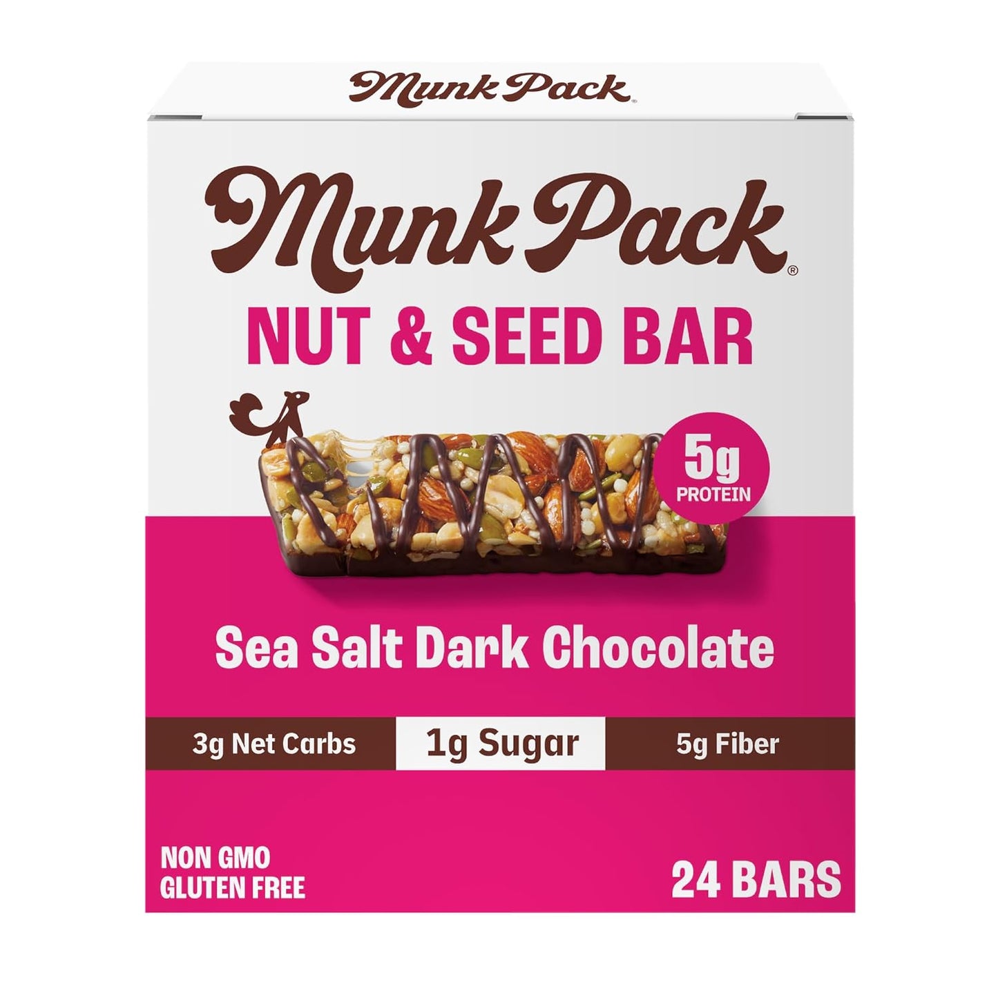 Munk Pack Coconut Almond Dark Chocolate Nut Bars, 12 Count, Gluten Free, Keto, Low Carb, 5g Fiber, Plant Protein
