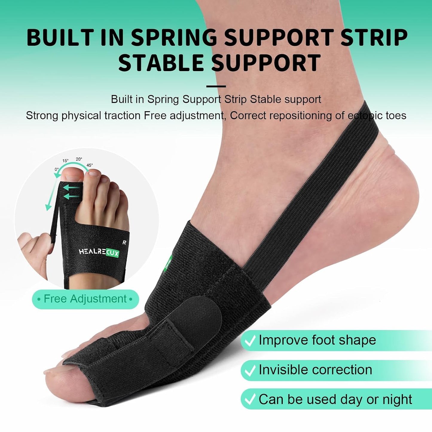 Healrecux Bunion Corrector for Women and Men, 1 Pair, Big Toe Straightener