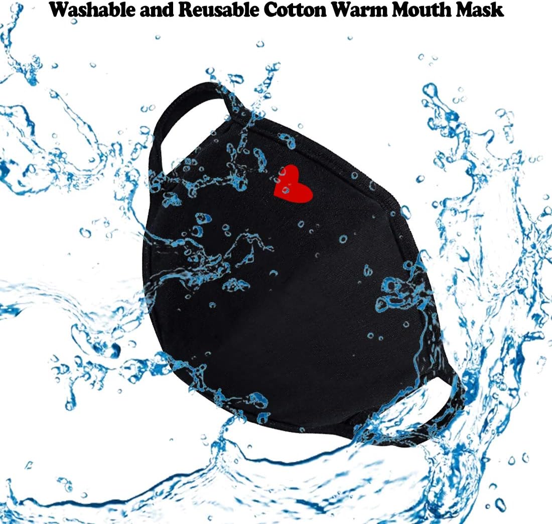Comfso Cotton Cloth Heart Face Masks with Adjustable Nose Bridge