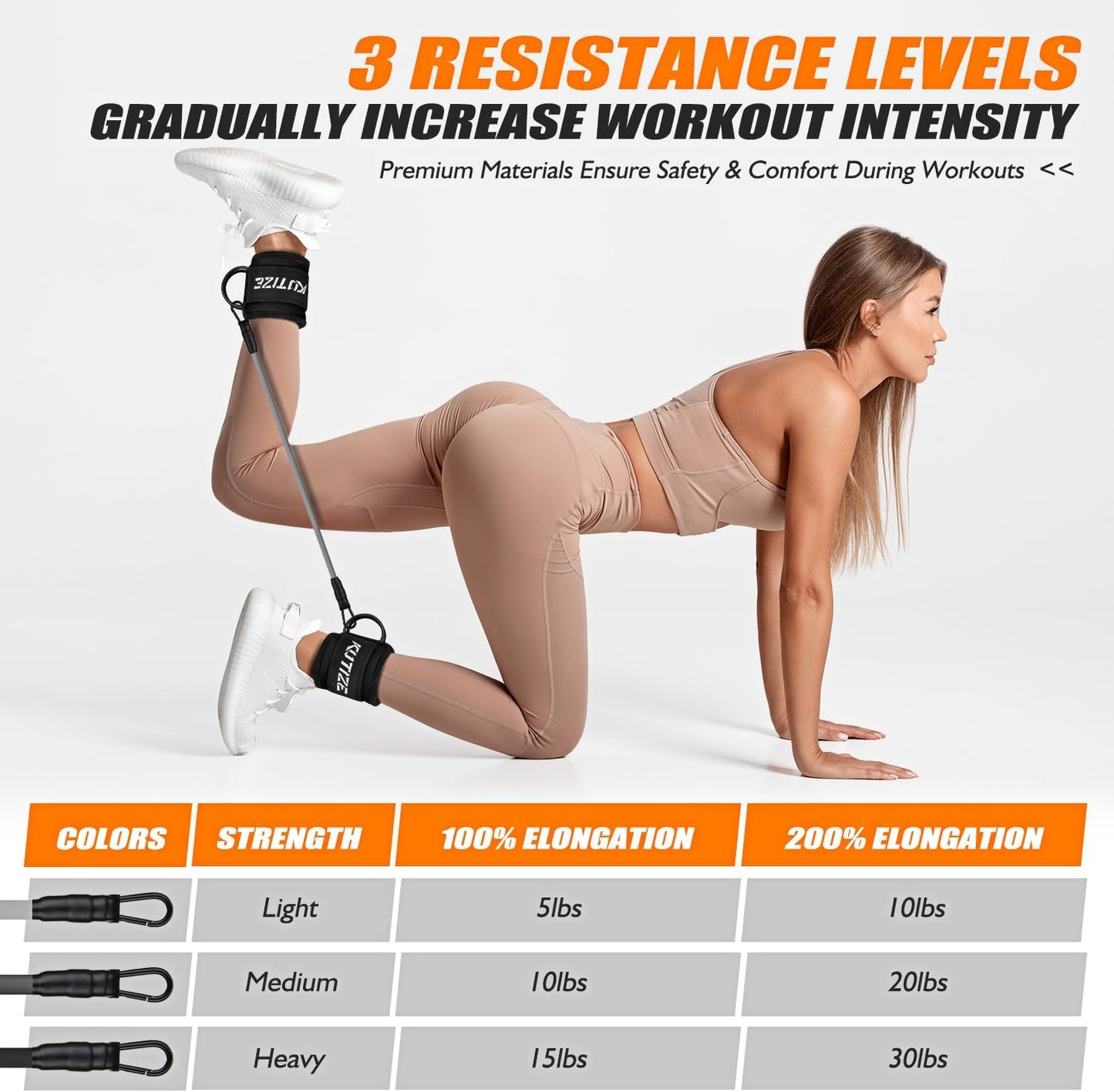 KUTIZE Adjustable Ankle Resistance Bands for Full-Body Workouts