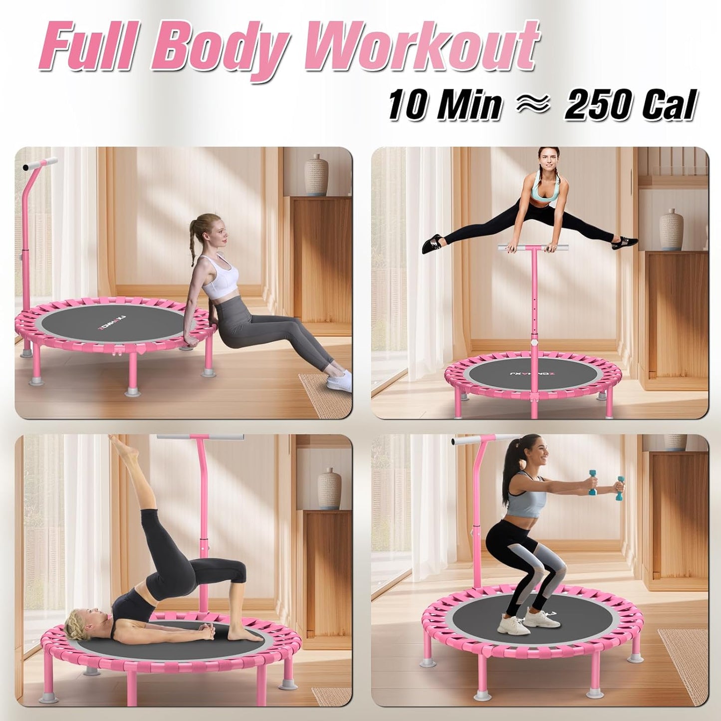 ZCMHAXJ 40" Foldable Mini Trampoline, 450lbs Capacity