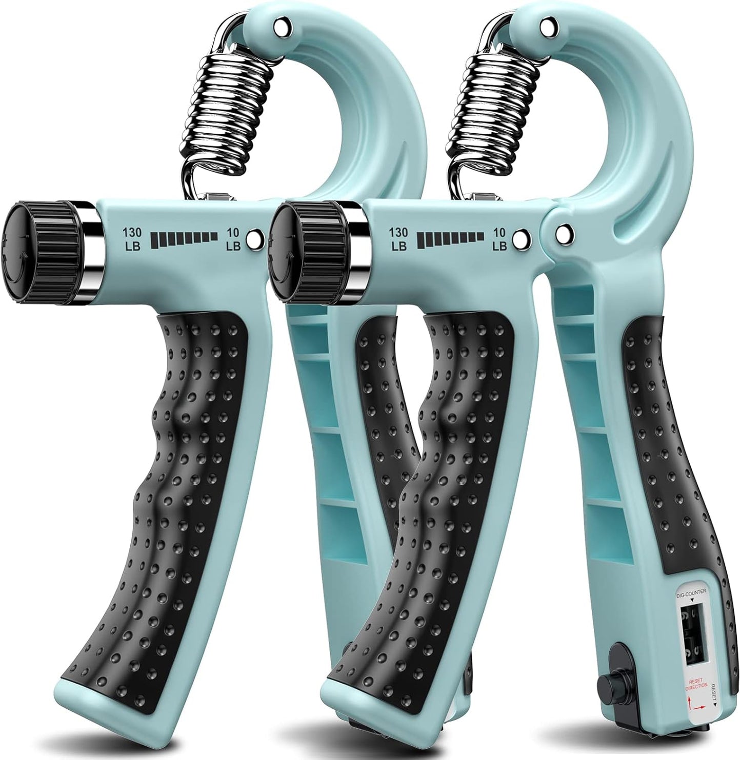 Hand Grip Strengthener 2 Pack - Adjustable Resistance 10-130 lbs, Forearm Exerciser for Muscle Building & Injury Recovery