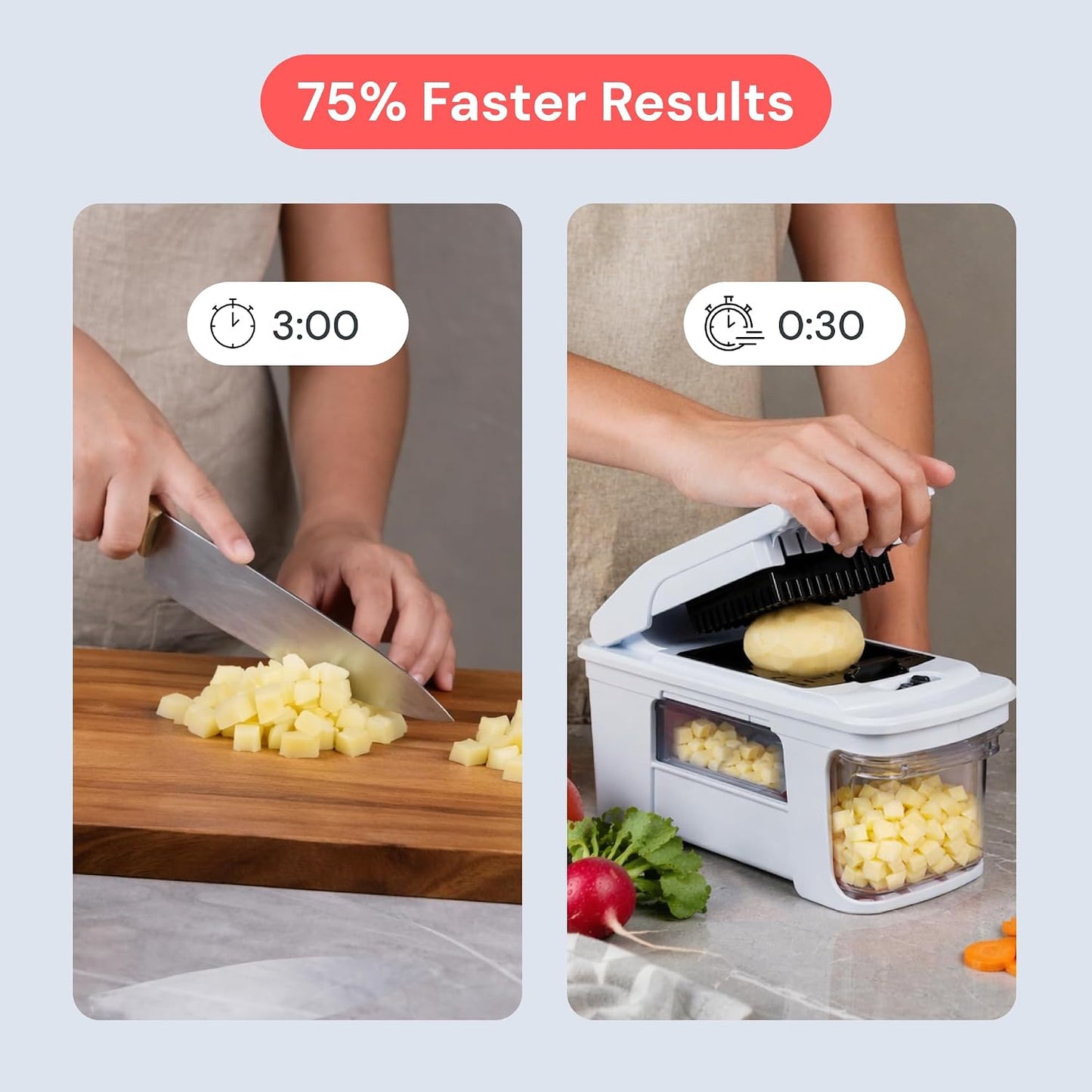 Fullstar Pro XL Vegetable Chopper & Mandoline Slicer w Pull-Out Catch Tray | 4 in 1 Veggie, Onion & Fruit Slicer, Dicer & Grater with Sharp Stainless Steel Blades - XL Food Prep Set (White)